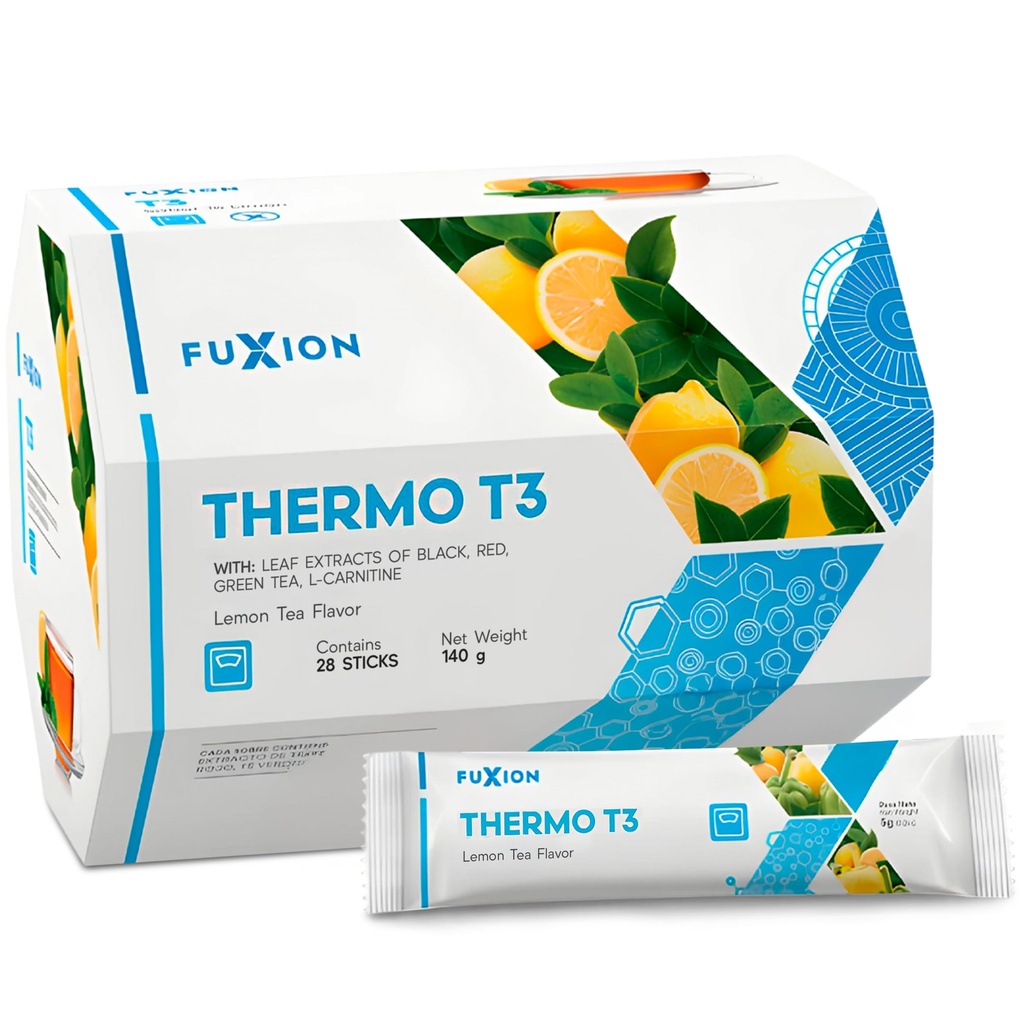 FuXion T3体重损失茶 3种茶的混合剂 L-Carnitine Slim Tea for Lose Wight Fast Women and Man Belly Fat Burner 热量燃烧器 帮助产生能量 Lemon 茶火