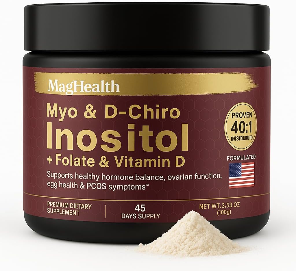 伊诺西托尔粉末 - Myo & D-Chiro Inositol + Folate and Vitamin D - 40:1 比例 - 45天供应 - 常规月经和生育支持 - | Capsules的替代品