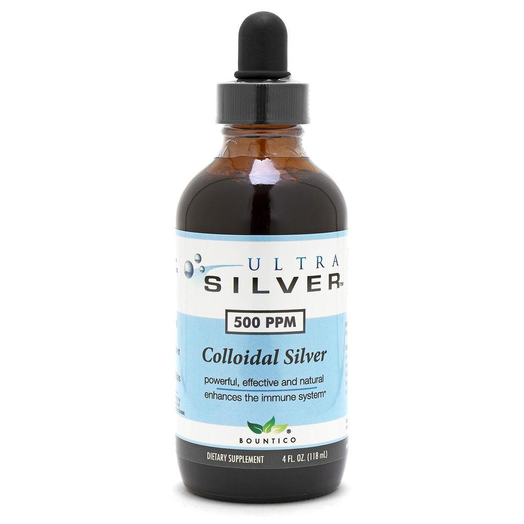 Ultra Silver − Colloidal Silver → 500 PPM, 4 Oz(118mL) 矿物液体补充 → True Colloidal Silver - 与 Dropper