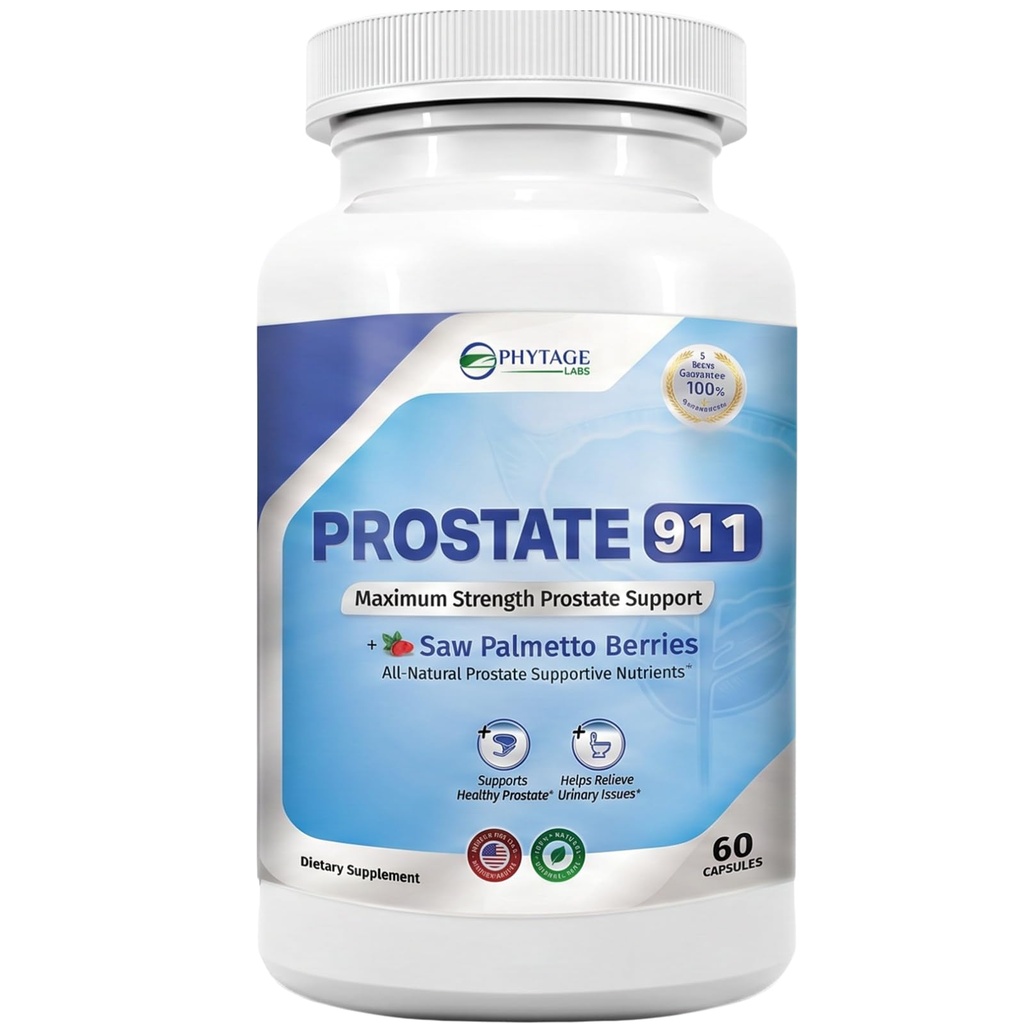 前列腺911 男子健康补充 - Saw Palmetto 支持前列腺功能(60 Capsules)
