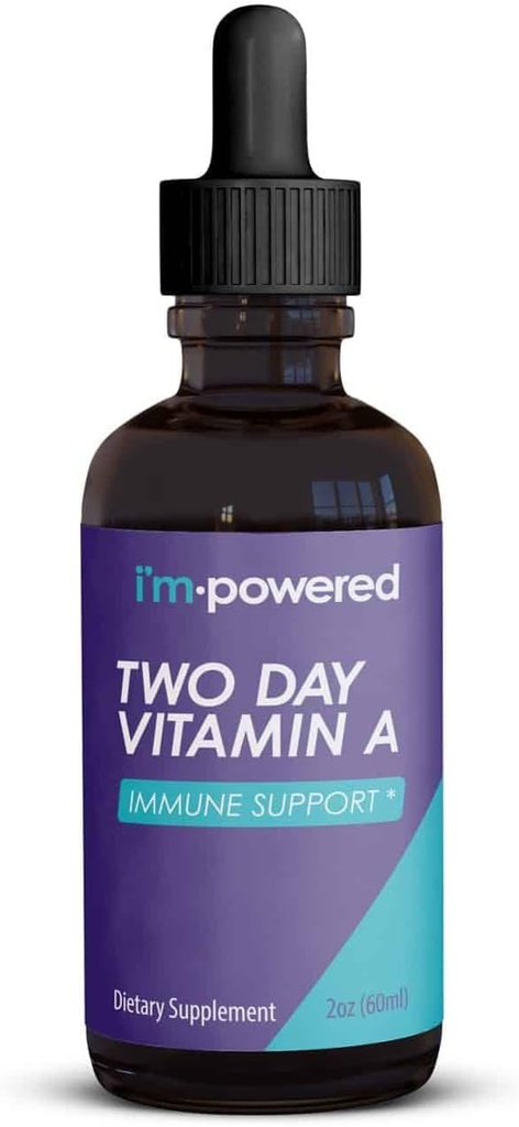 I'm Powered Two Day Vitamin A - 2 oz Natural Vitamin A Drops 400,000 IU per Serving (3 ml), Supports Immune Health