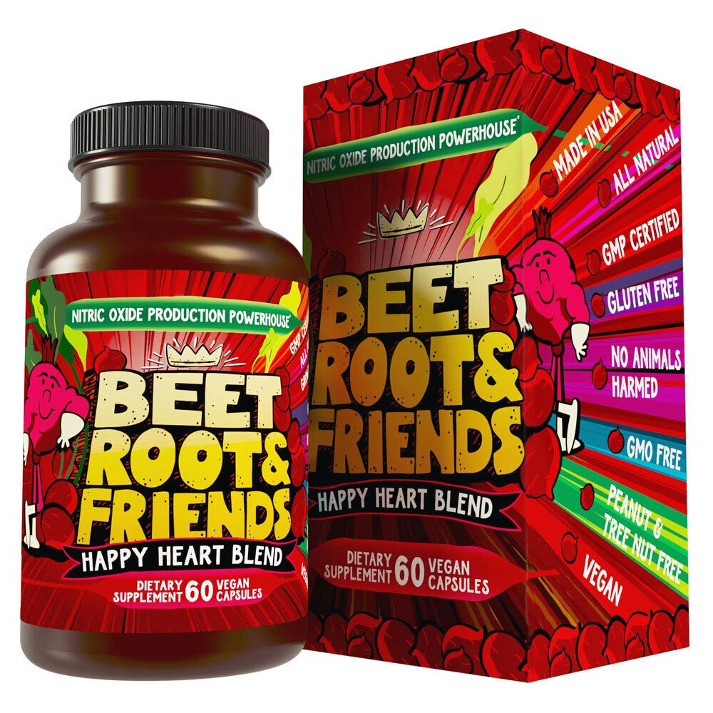 Beet Root Capsules - 流通,心脏健康能源 - w Grape种子提取 & Ginseng 60 Count Vegan
