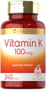 卡莱尔维生素K 100 mcg → 240 片 → 蔬菜,非GMO, Gluten Free → 维生素K 补编