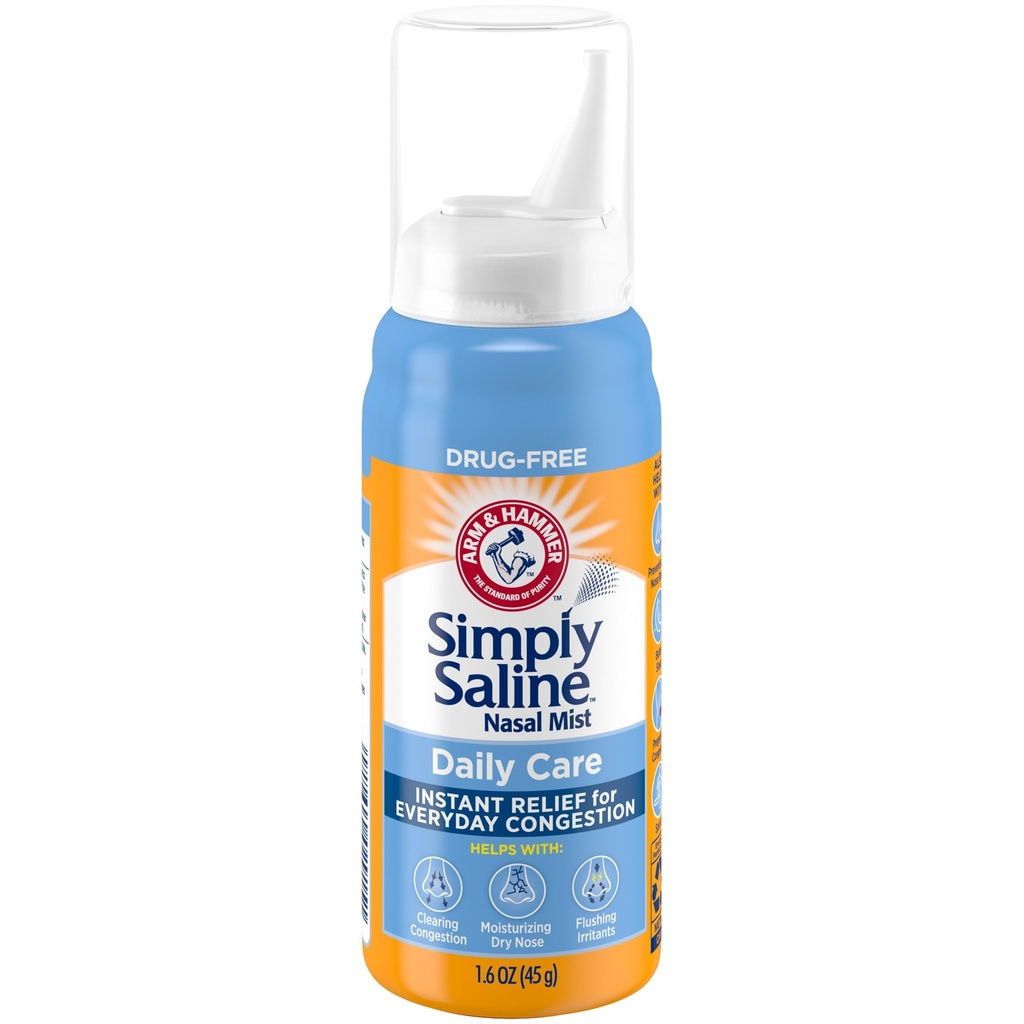 ARM & HAMMER 简单的 Saline Daily Care Nasal Miss,无药非醉的Saline Spray for Instant Nasal Control and Allergy Relief, 经常使用, 适合怀孕时使用,1.6 oz
