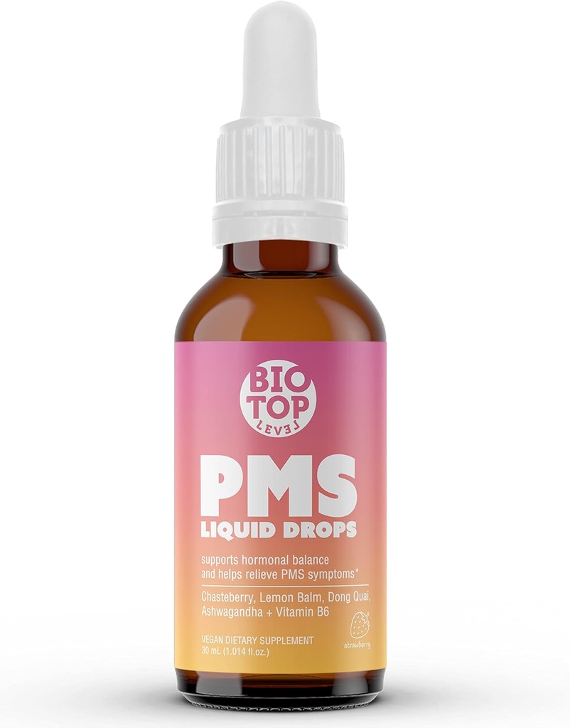 PMS 救济荷尔蒙平衡妇女液体滴水、月经结扎、布洛廷、和Mood Swings 救济 查斯特贝里、维生素B6、柠檬鲍姆、东奎、Ashwagandha、无糖、1 fl oz