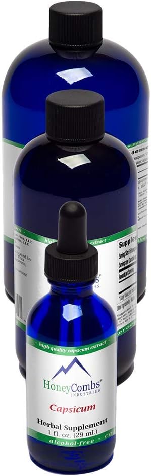 HoneyCombs Liquid Capsicum/Cayenne Pepper 补充支持血流和心脏健康-有机Cayenne Pepper Drops – 无酒精,冷压Cayenne Pepper 有机液体,8 Fl Oz.