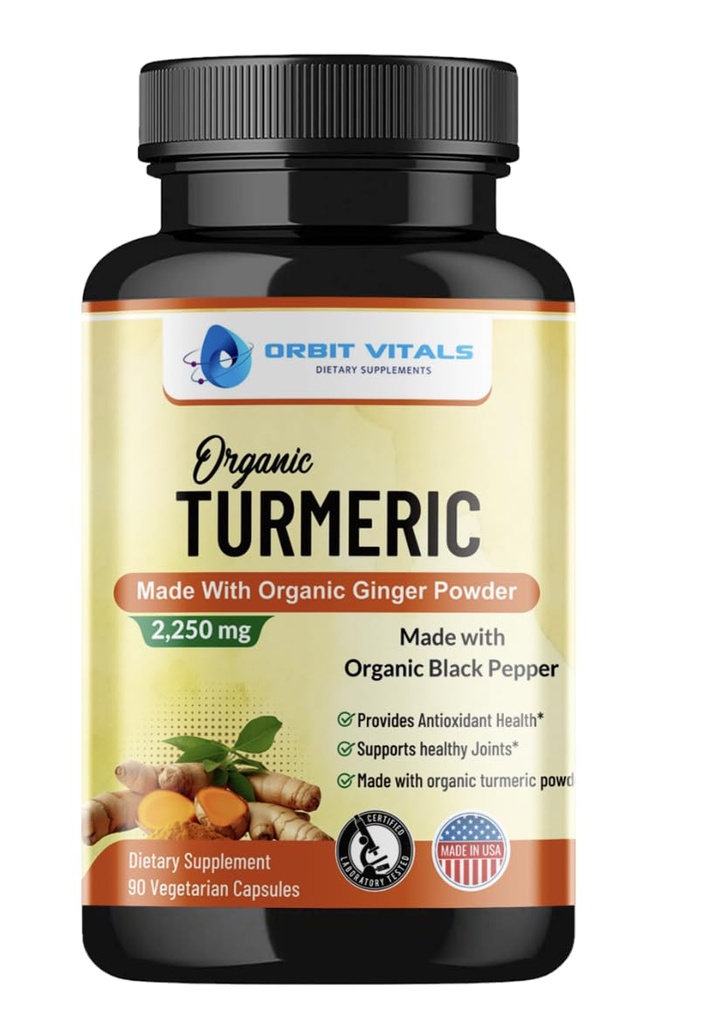 Turmeric Curcumin with Black Pepper & Ginger 2250mg - Ultra Potent Turmeric 补充剂 95% Curcuminoids & BioPerine 用于联合支持,增强生物利用率,免疫健康 - 90 Vegan Capsules