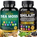 Bulle Sea Moss和Shilajit Bundle-Sea Moss 300mg, 黑种子油 100mg, Ashwagandha 50mg, Ginger & Shilajit 300mg, Rhodiola Rosea 100mg, Panax Ginseng 50mg, 全部为美国制造的1个补编(2个包装)