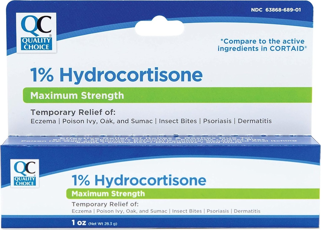 质量选择 最大强度 Hydrocortisone Cream 1% 1 Ounce (28g), Boxes (Pack of 6)