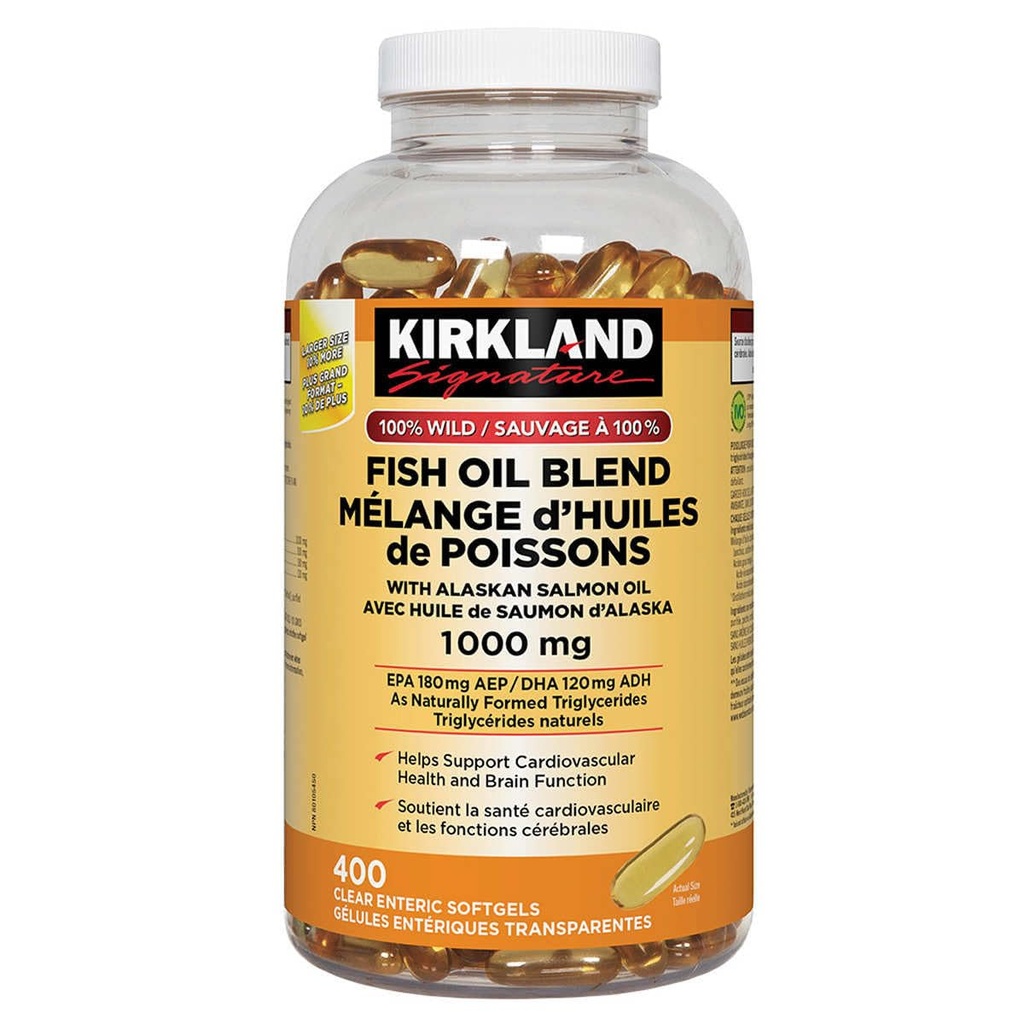 Costco Corporation Inc. Kirkland 签名 100% 野生鱼油 与阿拉斯加沙门石油,1000mg,400软胶