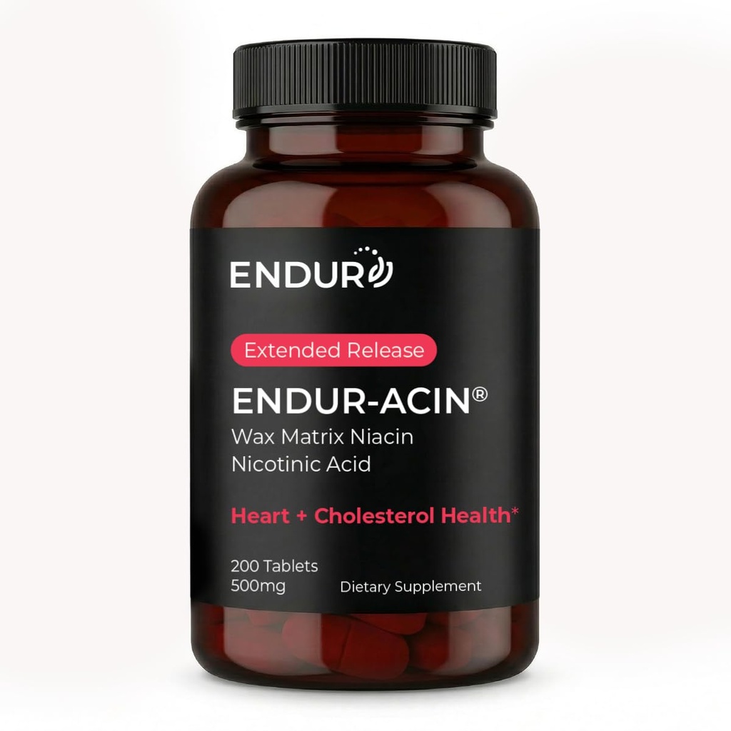 ENDUR-ACIN Niacin,《心脏健康与健康胆固醇平衡补充剂,最佳吸收的扩展释放,无粘液,500毫克(200片)