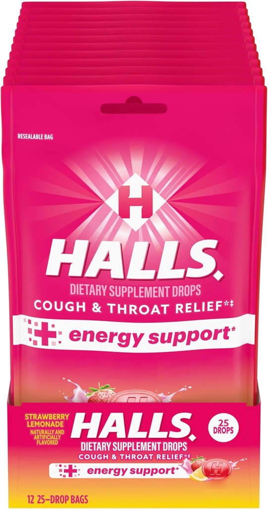 HALLS 救济+能源支助,草莓柠檬汁