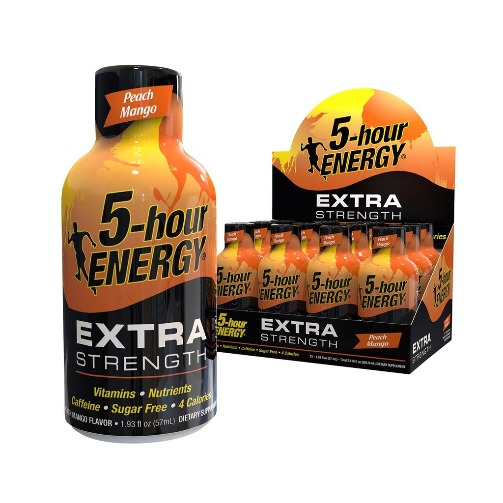 5小时Energy Shot, Extrastruction, Peach Mango, 1.93 Ounce, 12 计数