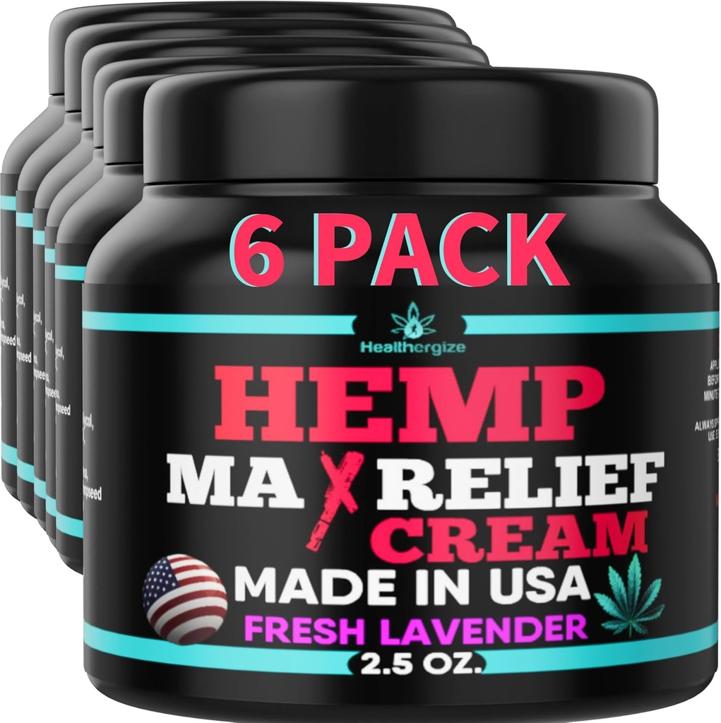 6PACK Hemp Cream - Natural Premium 质优 - Ful body Relief 即时结果 - Hemp Oil Infused - Lavender, Aloe, Turmeric, Aches, Muscles, Back, Knees, Neck - Made in USA...