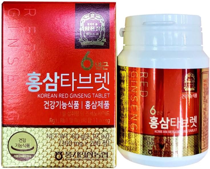 认证6年 韩国红金森 - 300mg X 200 平板电脑 - 健康免疫支持,改善血流和记忆 - 100%红金森提取器