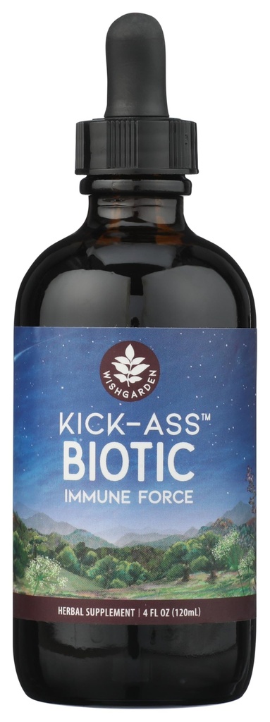 WishGarden Herbs Kick-Ass Biotic Immune Hero - 基于植物的草药生物配方,配有 Usnea Lichen, Hops, Echinacea & Goldenseal, 支持健康免疫,呼吸和淋巴系统功能, 4oz