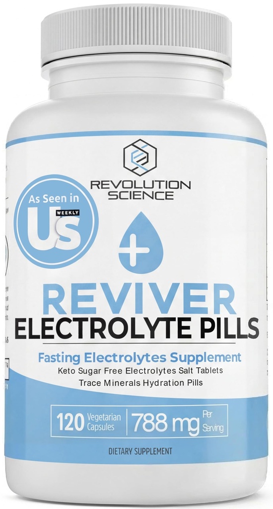 REVIVER 高级吸附电解质药丸 - Runners & Fasting Electrolytes 的盐片补充,水解的无糖盐药丸,Cramp Defense,Keto Support 120,电解质卡普苏尔