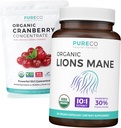 Cranberry Powers & Lions Mane (1-Month Supplement) 注意有机Cranberry的 Cranberry 包 集中粉 50:1 提取(100 Scoops) & 有机狮子 Mane 蘑菇室 10:1 提取(60 Caps)