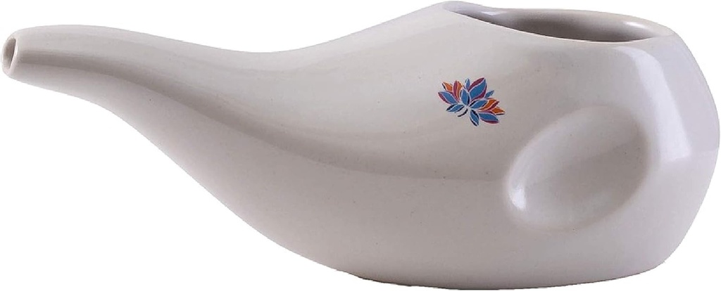 最佳陶瓷 Neti Pot - Ergonomic 设计与手绘,鸽白