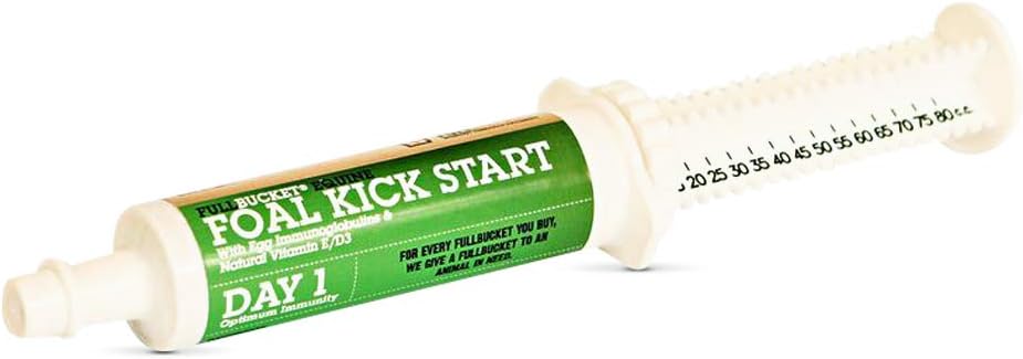 FullBucket Equine Foal Kickstart Paste – 支持健康免疫和消化系统健康的第1天新生胎儿的理想,1个管