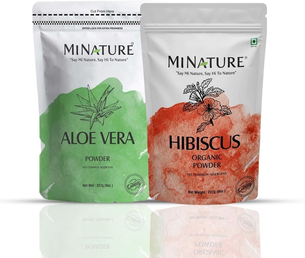 头发护理组合由微量 QQ Set of Aloe Vera Powder & Hibiscus Powder → 227g 每个 纯 和 天然 QQ 免去化学和防腐剂