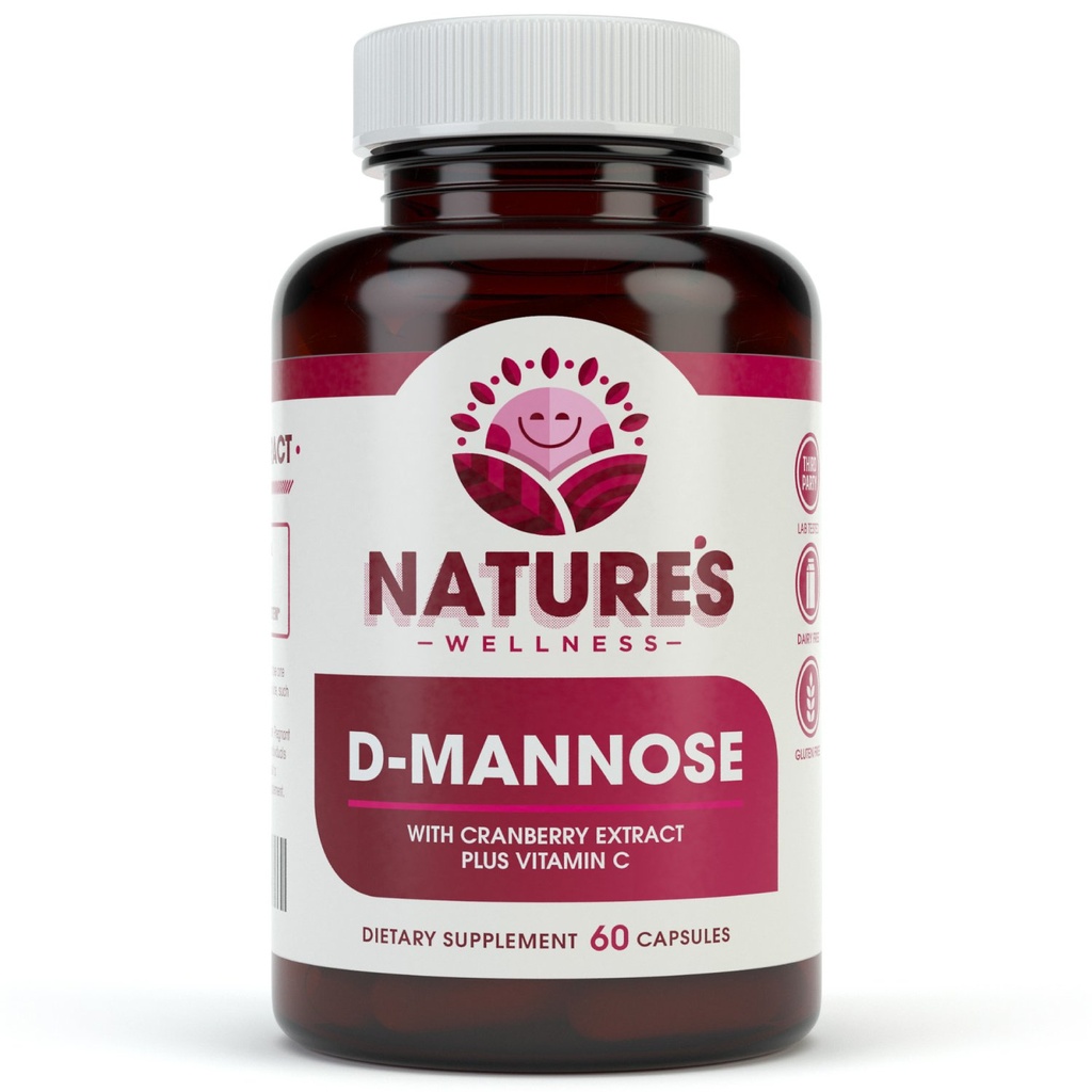 D MANNOSE 配有 Cranberry 提取和维生素 C - 尿液Tract UT Cleanse & Bladder 健康 - 预防尿液Tract 感染 UTI - 天然健康的氟和解毒缺陷 - 60 Veg Capsule