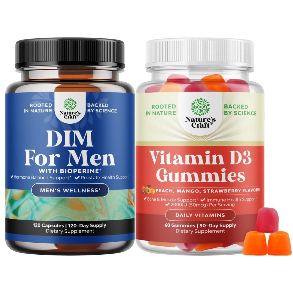 高级Diindolylmethana DIM 男性和维生素D3 Gummys 对骨骼肌肉和免疫支持的日常健康的补充