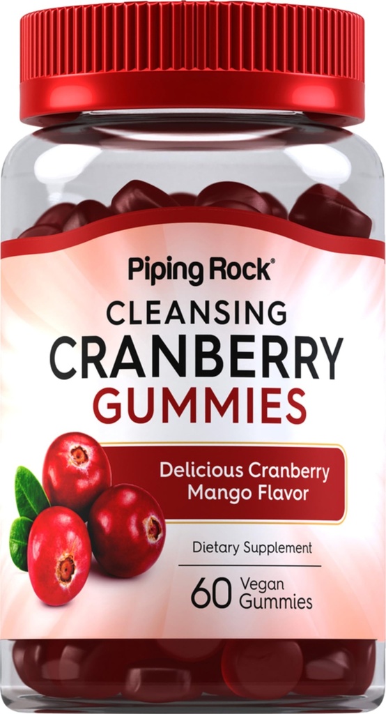 Pipping Rock Cranberry Gummys ####60 伯爵#### 男女清洁补品###Cranberry Mango Flavor ##Vegan,非GMO,Gluten Free