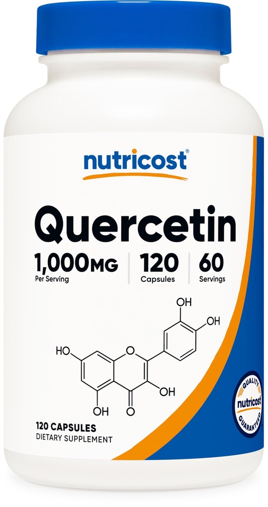 核成本 Quercetin 1000mg, 120 Capsules - 蔬菜 Capsules, 60 services, 500mg Per Capsule, 非GMO, Gluten Free