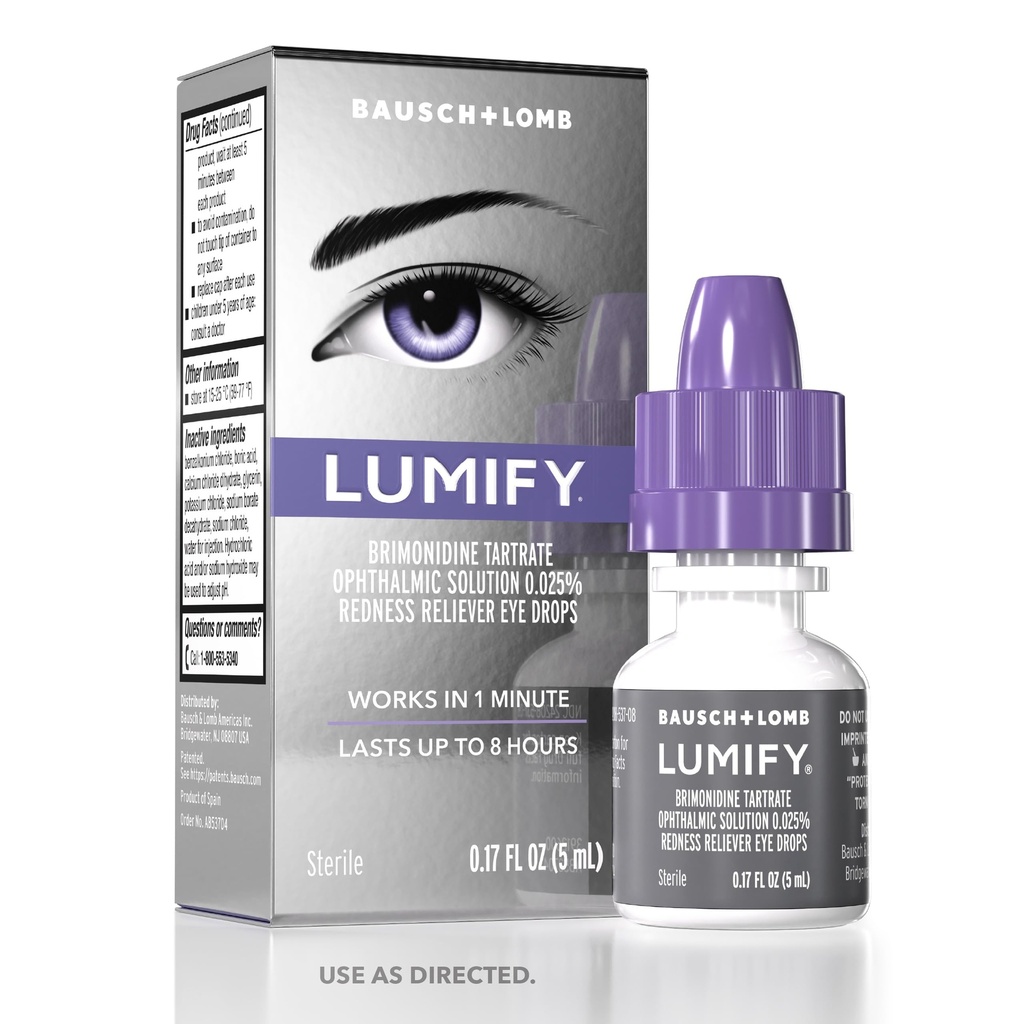 LUMIFY 红眼滴滴眼液 亮眼滴眼液 亮眼滴眼液解析器 工作1分钟并持续8小时,眼滴眼液 0.17 Fl Oz (5 mL)