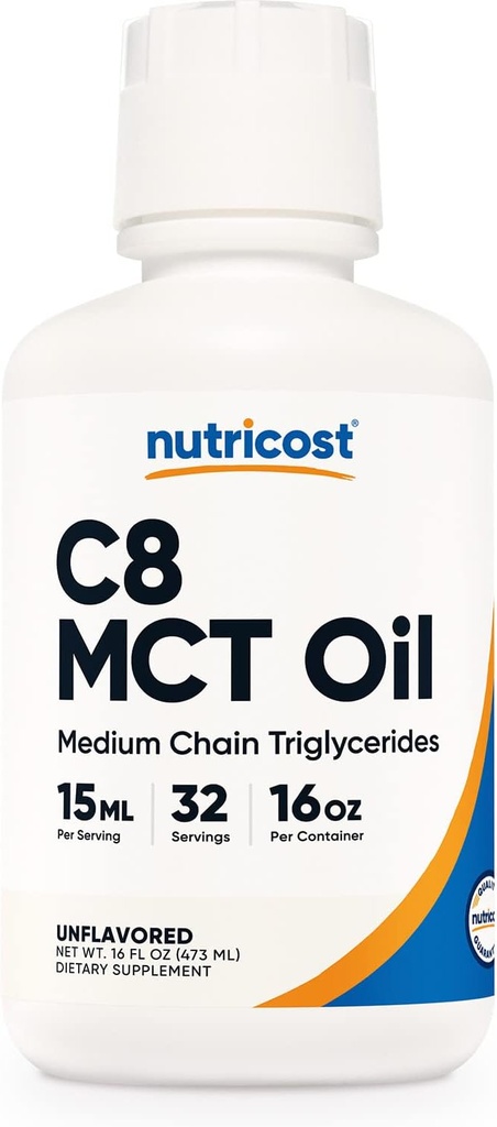 营养成本C8 MCT Oil 16oz - Keto、Paleo、N-GMO