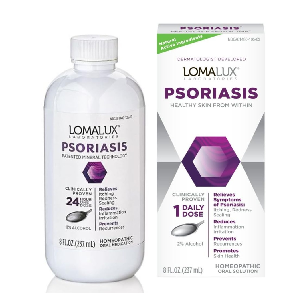 Loma Lux Psorias Relief 自然w/矿山-多症状的 Relief-临床证明治疗皮肤科医生为Psoriasis Vulgaris、Seborrheic 皮肤炎、Scalp、逆型-8 Fl Oz开发