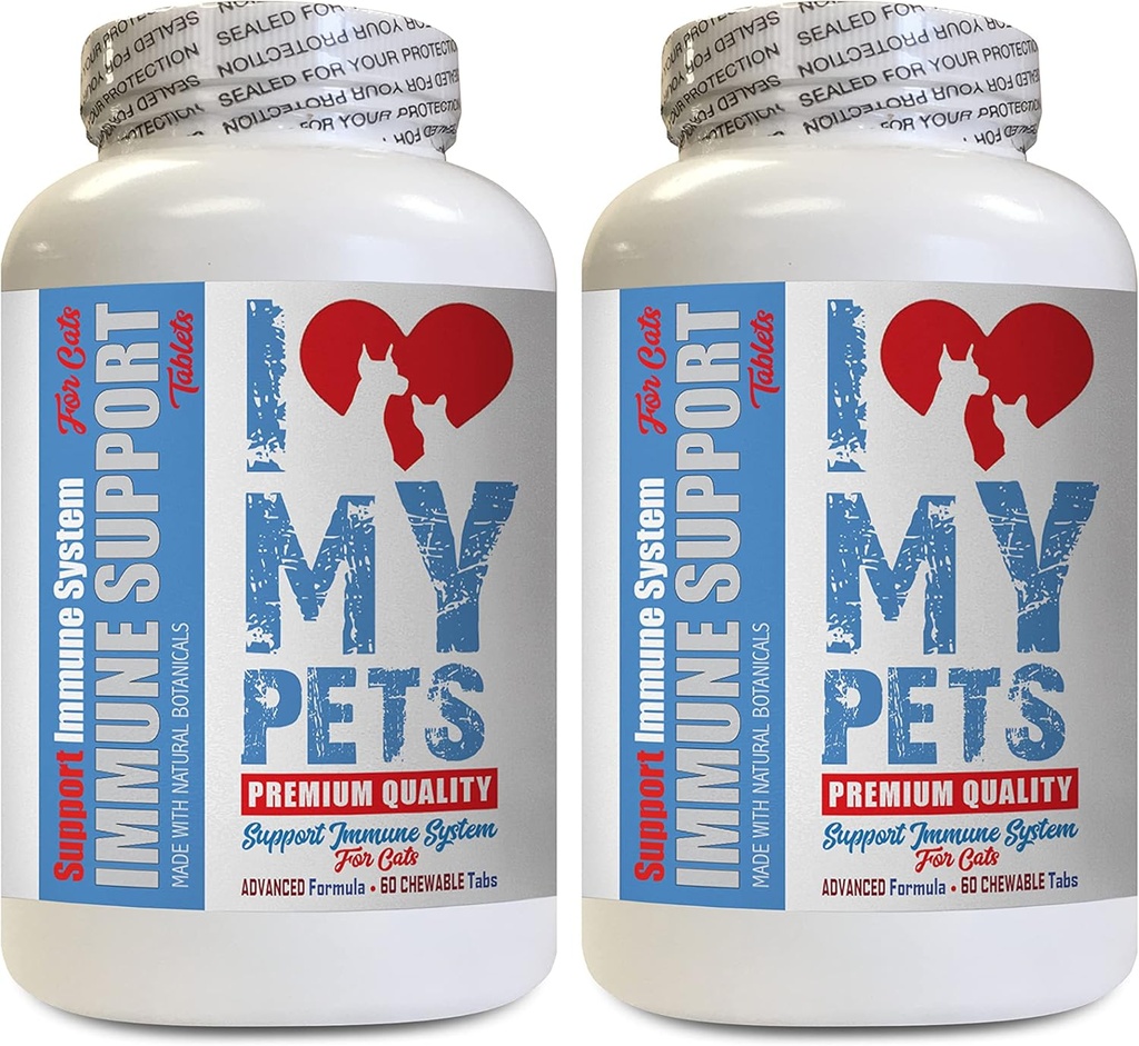 我喜欢我的PETS LLC猫皮补充剂 - CAT Immune支持剂 - 助推剂 - 健康补充剂 - 猫肝治疗剂 - 120 Treats (2瓶)