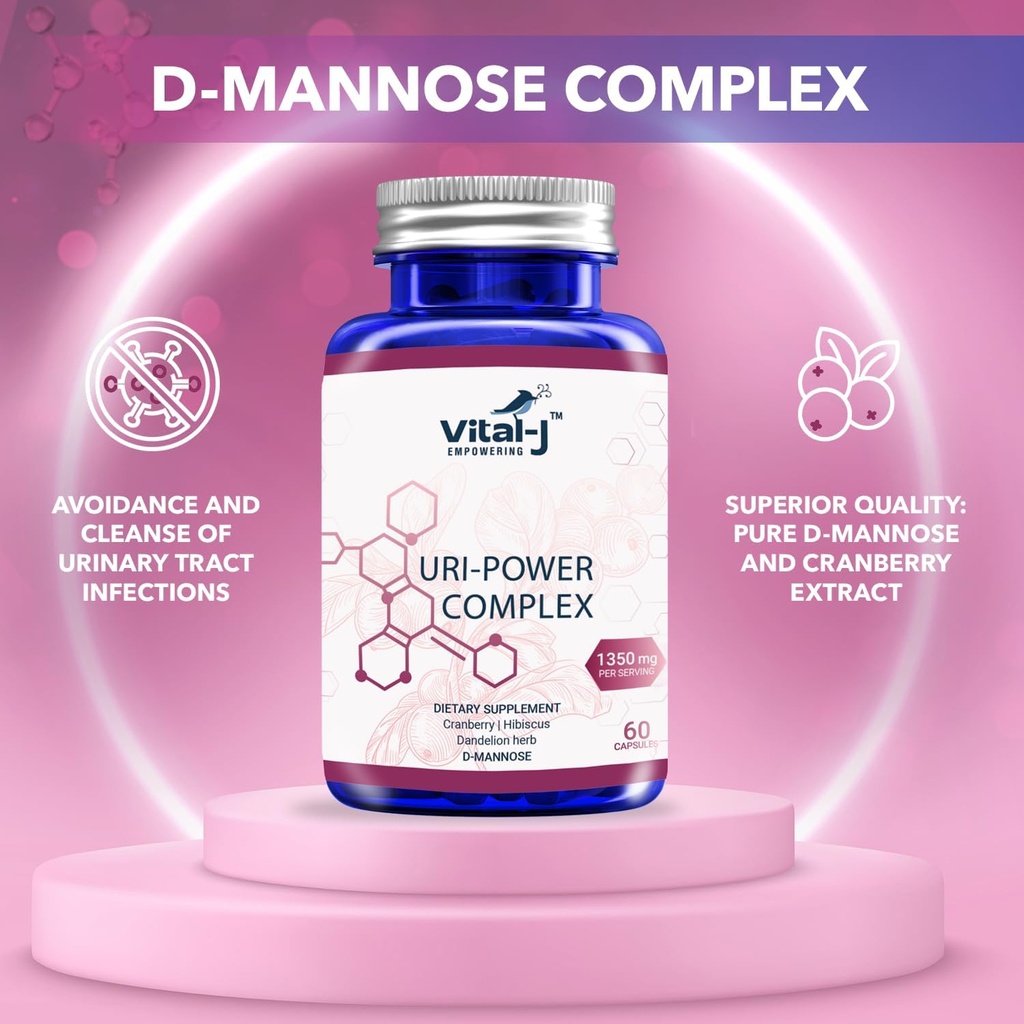 4-IN-1 URI POWER COMPLEX 1350mg - 60天 - D Mannose, Cranberry, Hibiscus, 和 Dandelion Herb - 自然清洗 Bladder 和 Urinary Tract - UTI 避免包装的专门方法 2