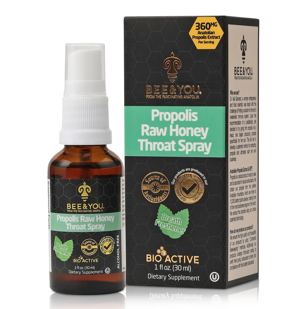 BEE and You, 100%纯Propolis 提取, 免疫支持, Sore Throat Relief, 抗氧化剂, Natural, Keto, Paleo, Gluten - Free → 1 FL Oz