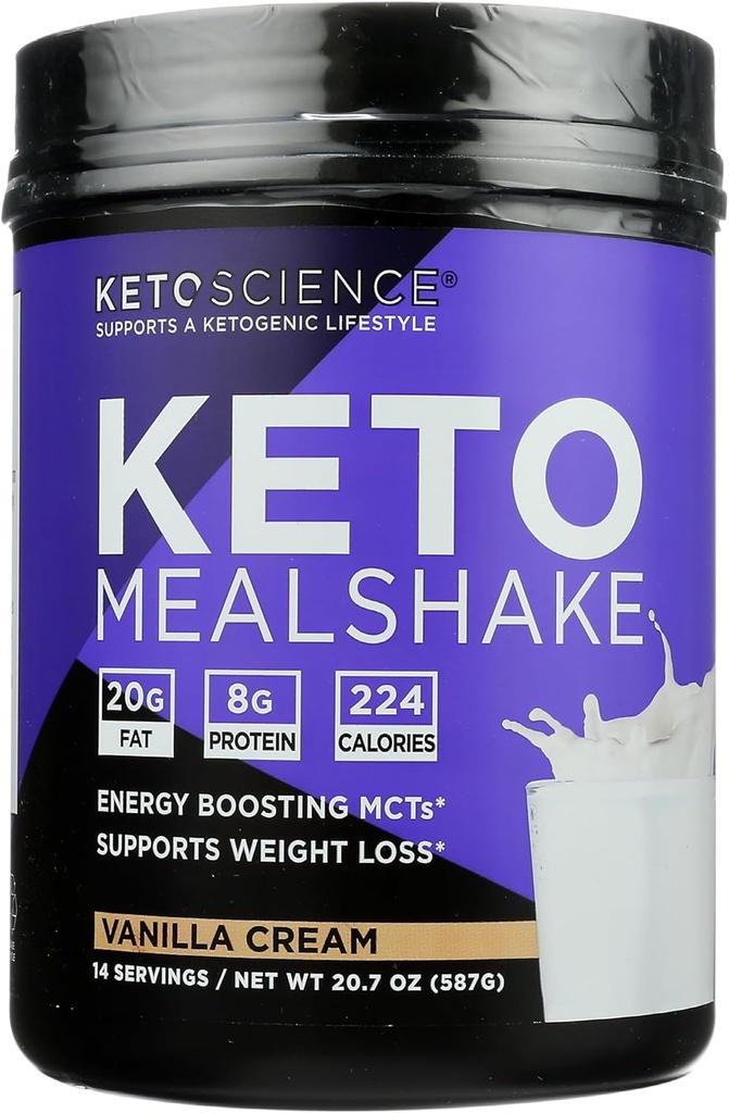 Keto Science Vanilla Cream Ketogenic Meal Shake 饮食补编,Paleo Friendly,20.7 Ounces(一包)