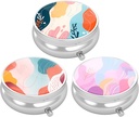 3 Pack Pill Box, Purse & Pocket小药箱,Cute Travel Medicine 组织者,便携式药品容器持有者持有维生素,药品,鱼油和补充品,艺术样式模式