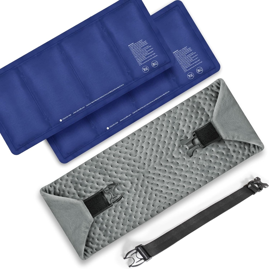 UNCN 大冰包用于伤害 重用 → 2 Gel 冷包用于 Hip, Shelter, Back Pain Relief → 24.8×7.9" 冰包用于膝盖安可冷压缩