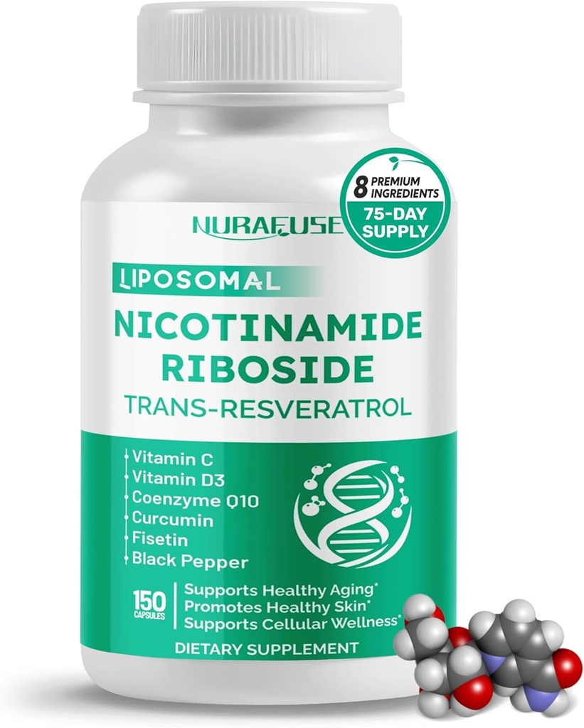 Liposomal Nicotinamide Riboside 横跨resveratrol Coenzyme Q10 维生素C - 支持健康老龄化,皮肤支持健康老龄化,促进健康皮肤的制作和测试在美国