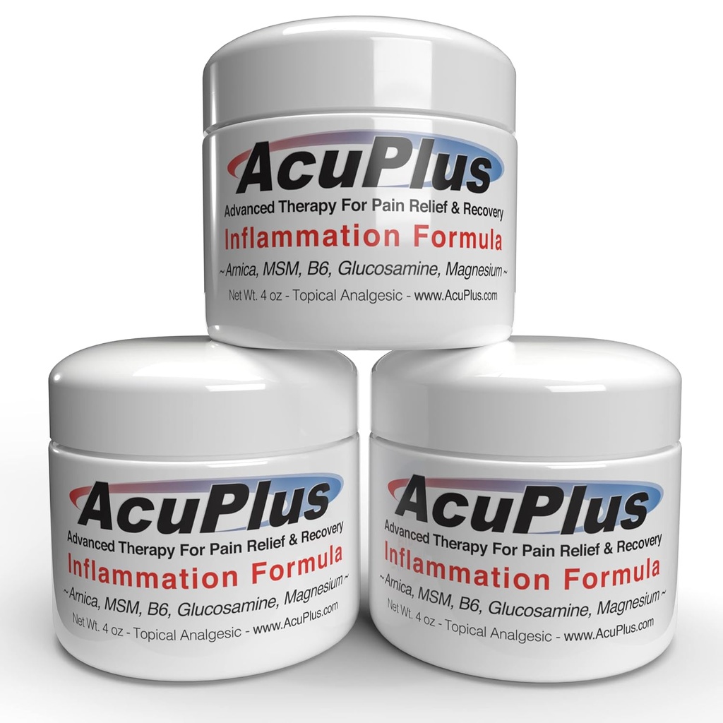AcuPlus - 高级止痛药主题 抗炎凝血至苏氏肌肉与联合疼痛 - 关节炎,Bursitis, & Tendonitis - 带有天然成份的快速作用公式 - 4 oz.,每包3