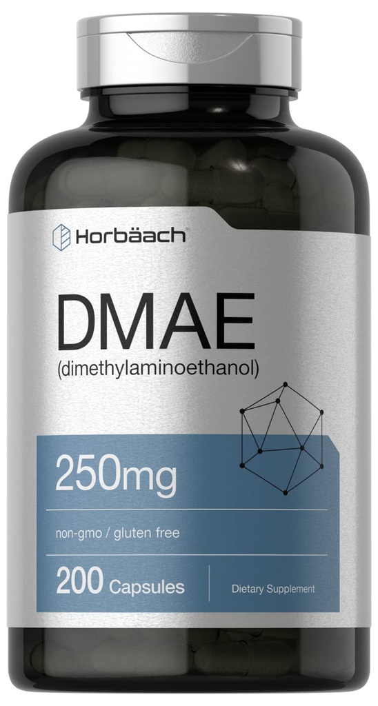Horbaach DMAE 补编 | 250mg | 200 Capsules | 非GMO, Gluten Free | DMAE 比特拉特