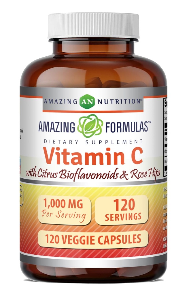 与玫瑰HIPS & Citrus Bioflavonoids 一起生产1000毫克的维生素C(Ascorbic Acid)