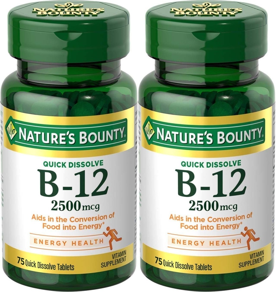 自然丰产维生素B-12,快速溶解,2500 mcg,天然樱桃Flavor 75 cm (2 pack)