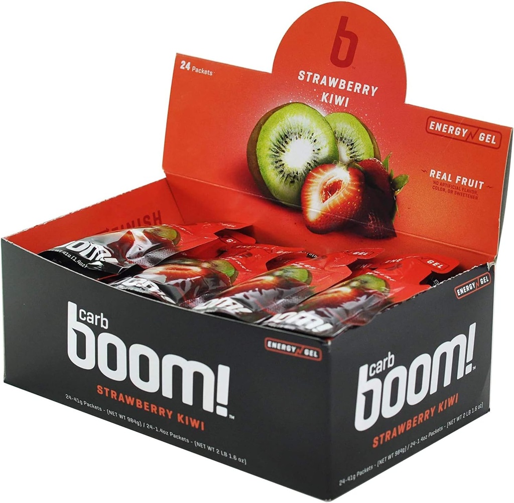 Boom 营养 - 碳化物 Boom Energy Gel - 水果味能源 Gels - 工作 Gel - 循环能源 Gel - 运行 Gel - 自然能源 Gel - 品种 6 Flavors (4个) - 24 Pack