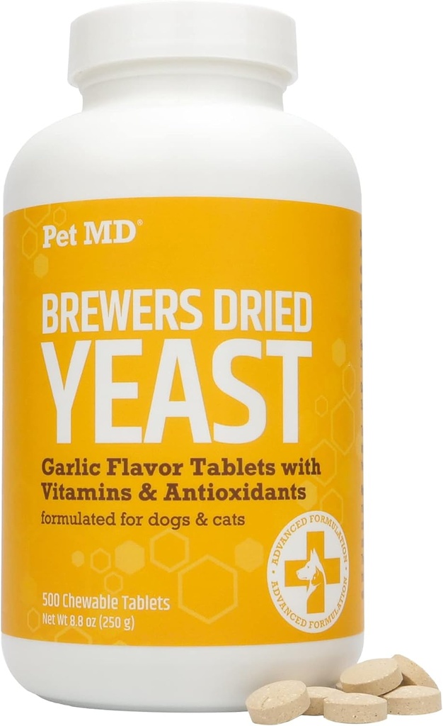 宠物 MD 大蒜和酿酒机 狗和猫的Yeast - 大蒜和Yeast Plus 抗氧化剂 - Brewer的Yeast 片 狗和猫的Yeast 片 - Vitamin B 1 & Vitamin C - 500 ct