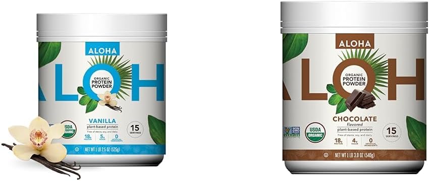 ALOHA 有机植物蛋白质粉盒,香草19.6 oz和巧克力19.6 oz,15个