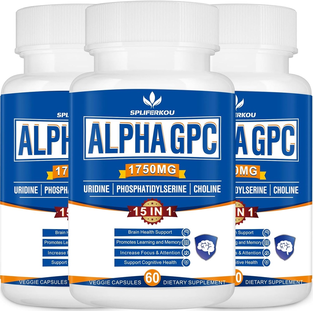 15-in-1 Alpha GPC 配有 Phosphatidylserine, Uridine, L-Theanine, 狮子的马内蘑菇, 180 卡普尔