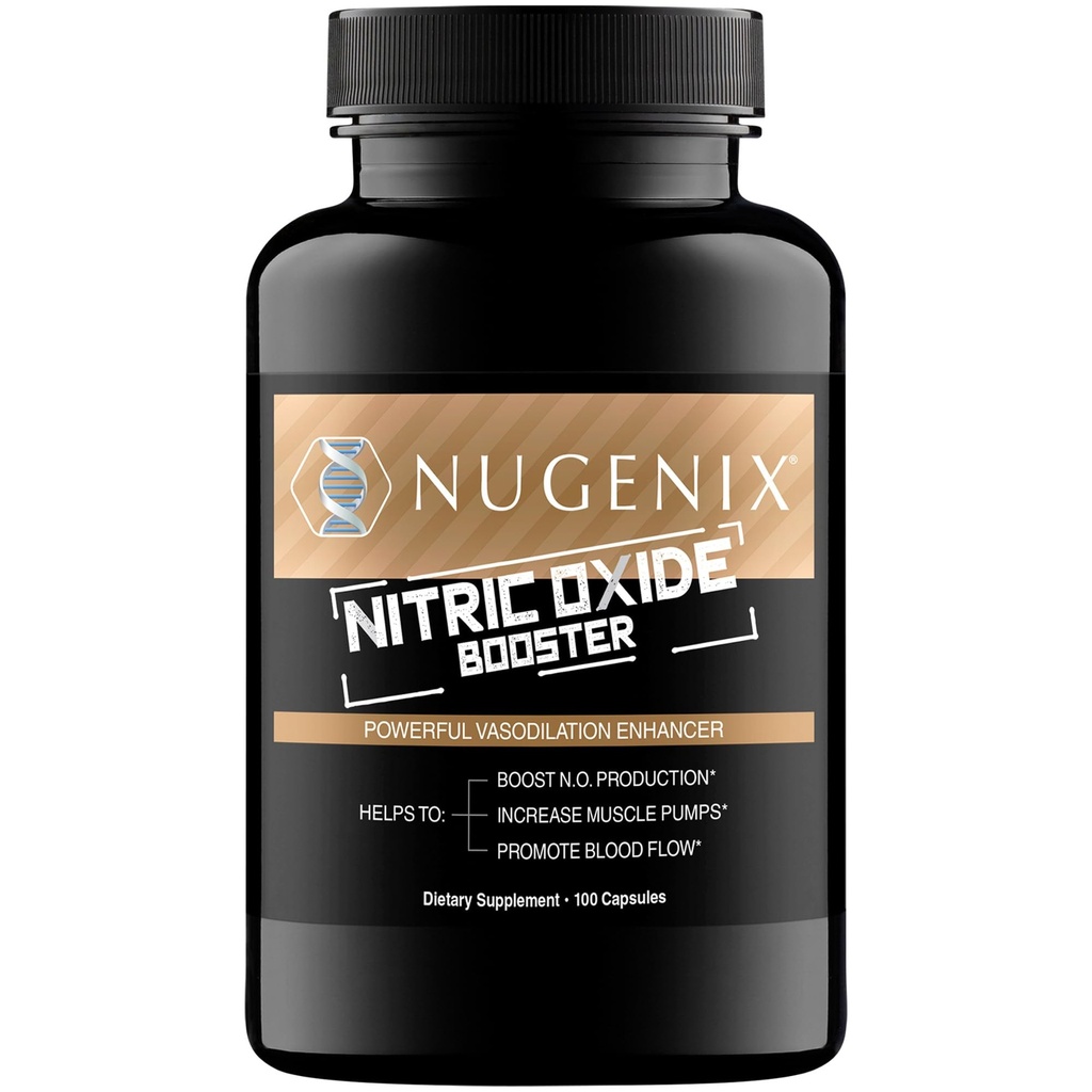 Nugenix Nitric 氧化物助推器补充剂 - Nitric Oxide Flow, L-Arginine, L-Citrulline, Pine Bark 提取剂 - Vasodilator - 100 Capsules