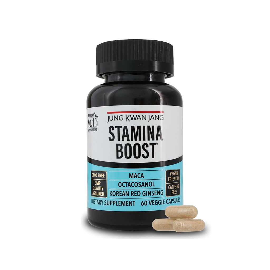 JungKwanJang Men's Stamina boost with Korea Red Ginseng, Maca, 和八甲桑诺的男子健康和能源补充品, 60 Capsules
