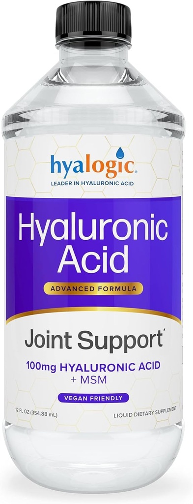 Hyalogic Hyaluronic Acid 联合支助补编(12 oz) – 高级公式联合补编 – MSM和100 mg Hyaluronic Acid Supplements – 男女共同健康联合补编
